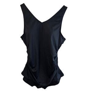 Syrokan Swimsuit Womens Sz 1X Black One Piece Lightly Padded Neutral Minimalist